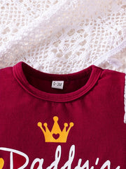 2pcs Baby Girls Casual Flying Short Sleeve Onesie Mesh Skirt