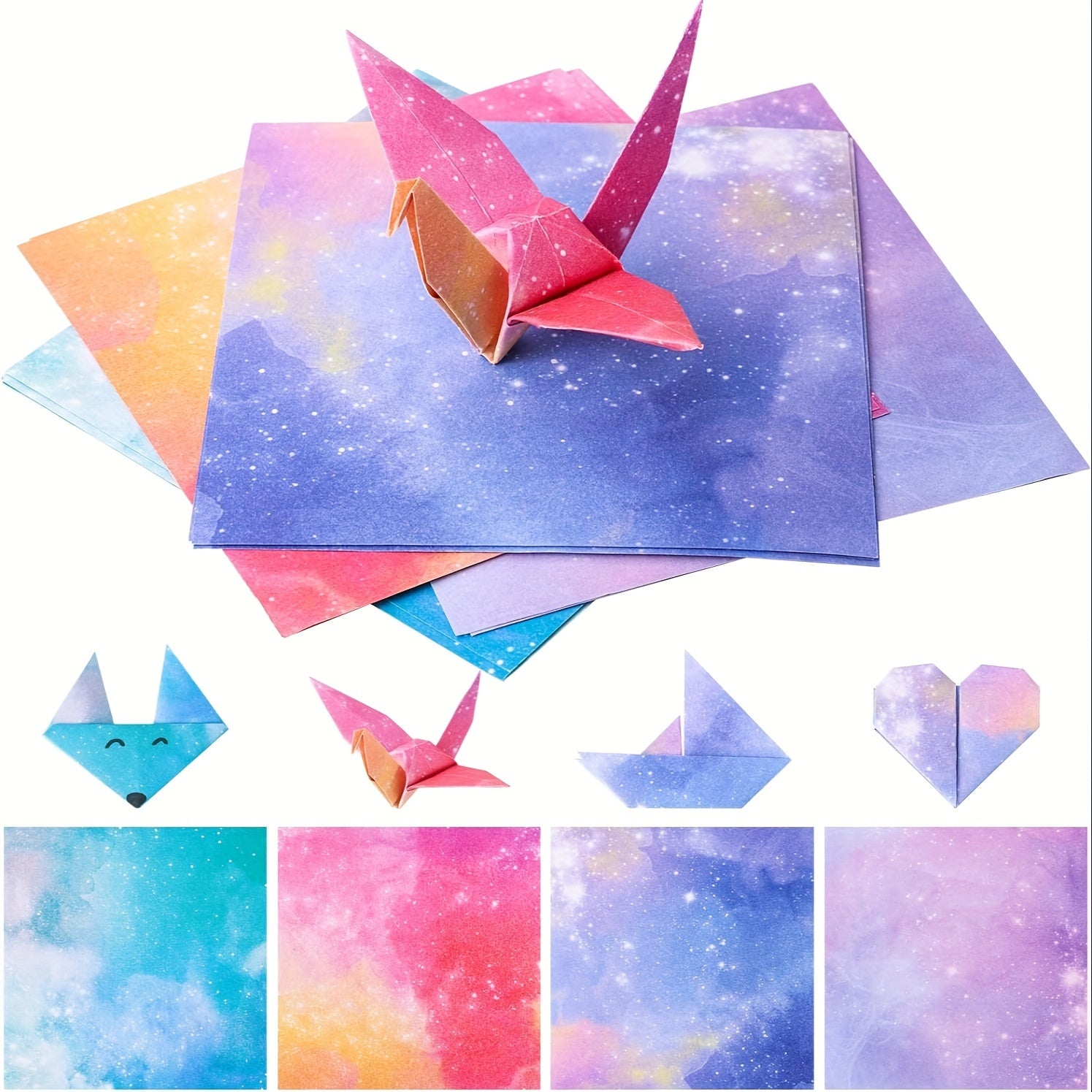 400pcs Origami Paper 9.53cm Square Double-sided Sky Galactic Patterns