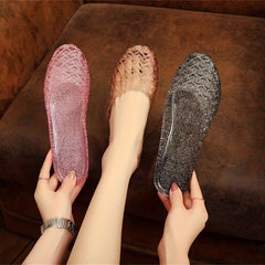 Women's Closed Toe PVC Slippers - Hollow Out House Sandals