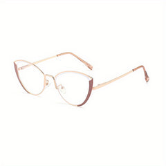 Cat Eye Clear Lens Metal Frame Glasses
