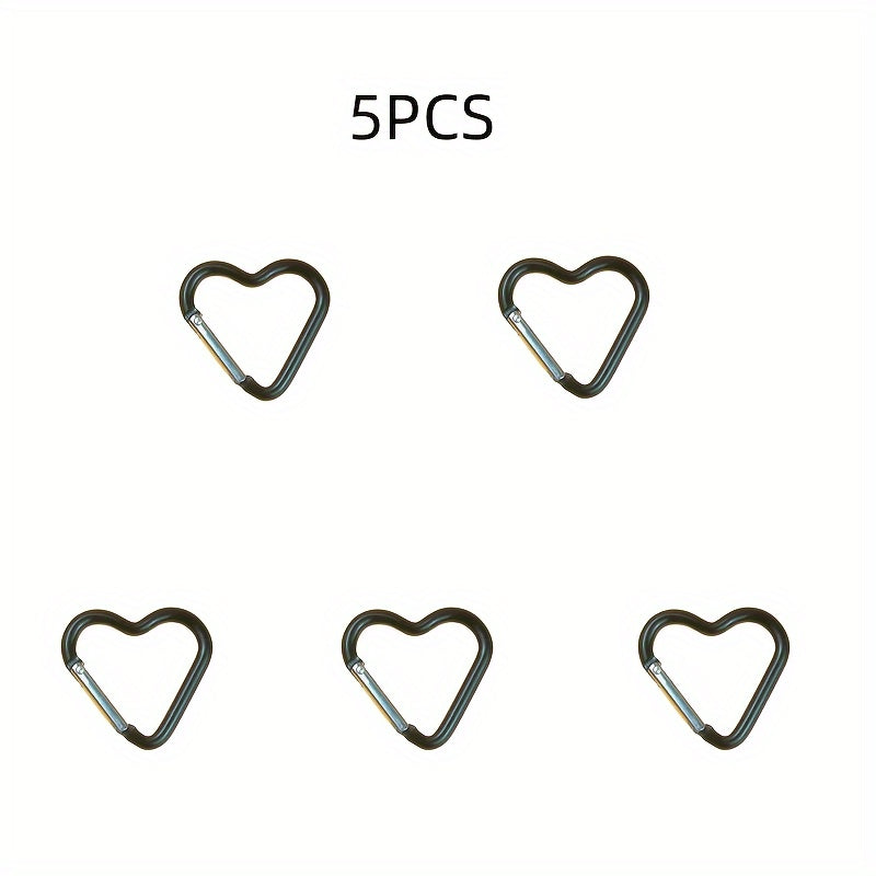 5pcs Heart-shaped Carabiners for Outdoor Climbing and Daily Wear