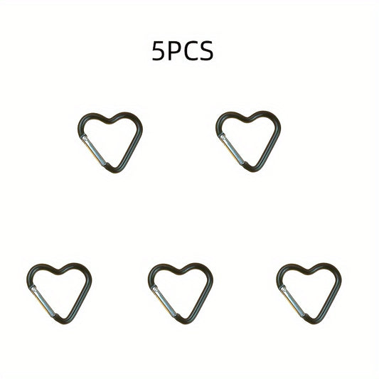 5pcs Heart-shaped Carabiners for Outdoor Climbing and Daily Wear