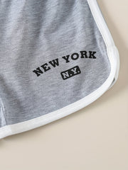 Girls' Letter Print High Waisted Track Shorts