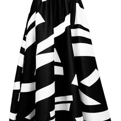 Women's Pleated Geo Print High Rise Maxi Skirt