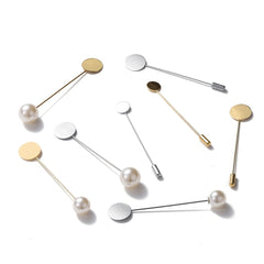 5Pc Pearl Disc Alloy Brooch Pins for DIY Jewelry
