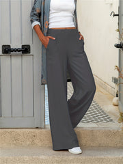 Casual High Waist Wide Leg Pants Women's Clothing