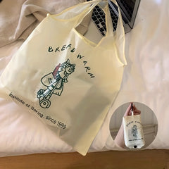 2pcs Foldable Shopping Bag Reusable Animal Plant Print