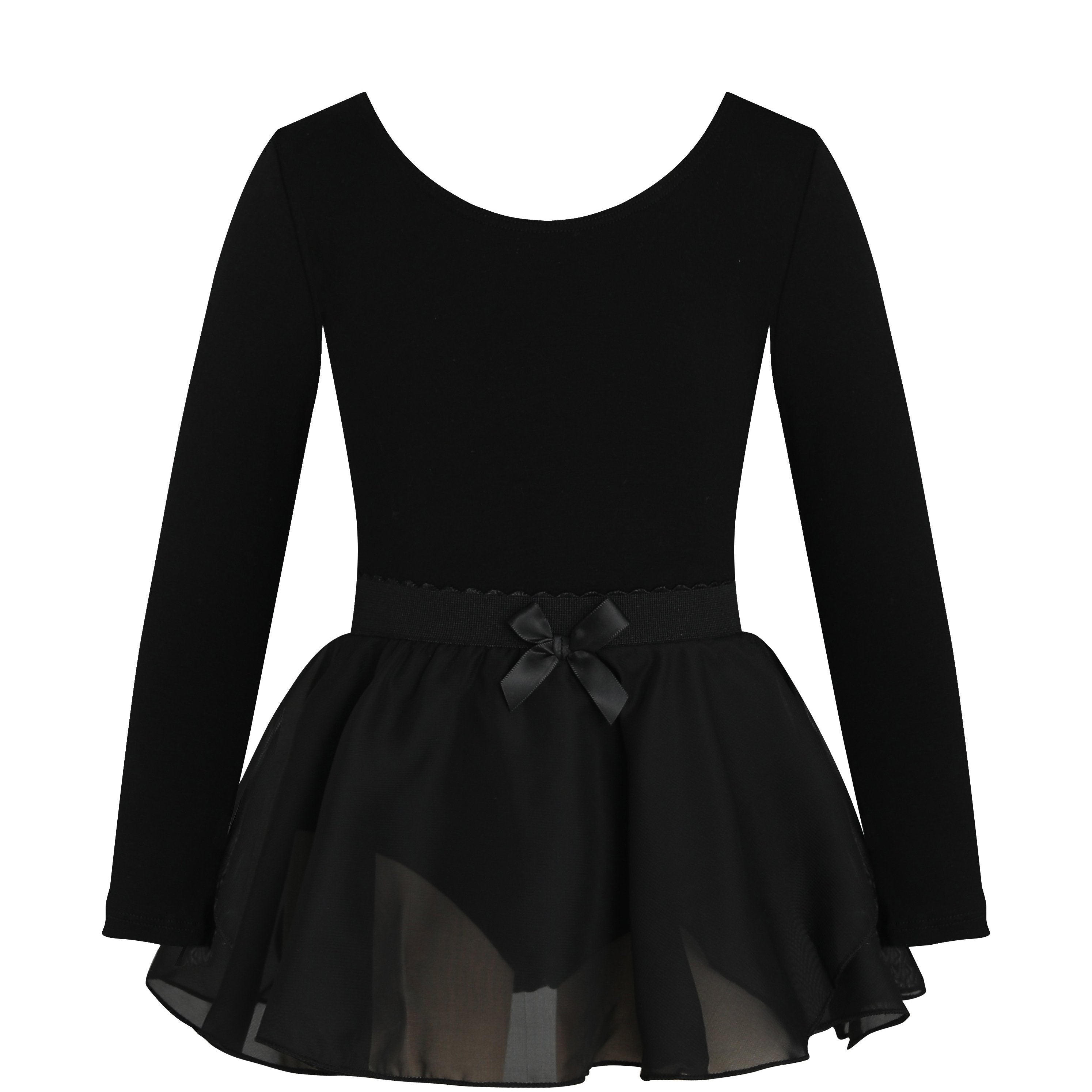 Girls Chiffon Skinny Ballet Dress Long Sleeve Dance Costume