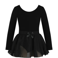 Girls Chiffon Skinny Ballet Dress Long Sleeve Dance Costume