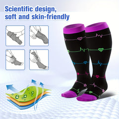 3 Pairs Plus Size Compression Socks Wide Calf For Women & Men