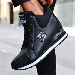 Women's High Top Sneakers Lace Up Shoes Height Increasing