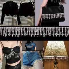 Silvery Tassel Belt Vintage Style Dress Waistband