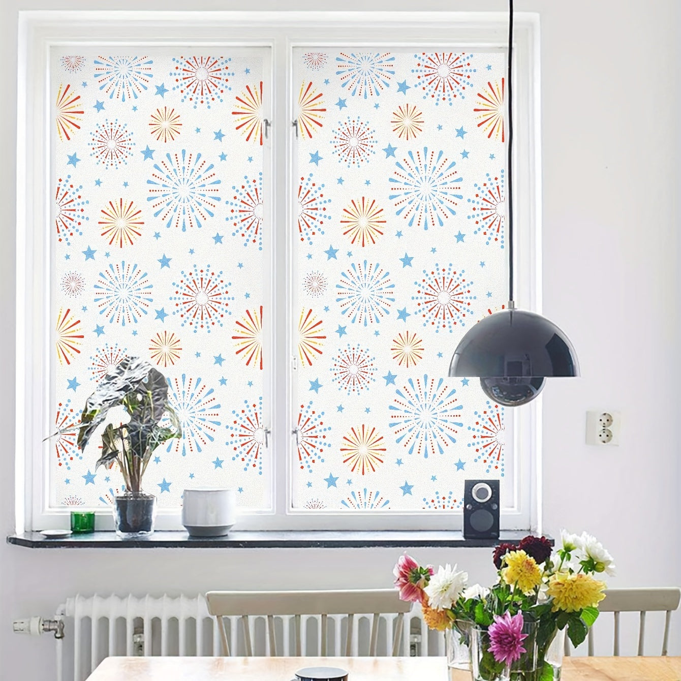 Stained Glass Privacy Film Non Adhesive Frosted UV Sun Blocking