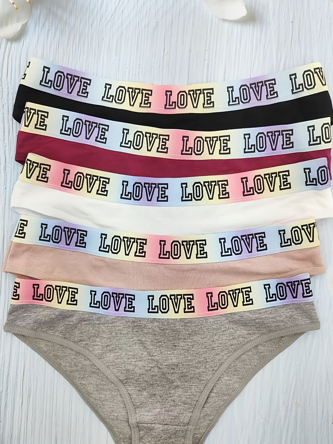 5pcs Letter Print Briefs Comfy & Breathable Intimates Women's Underwear