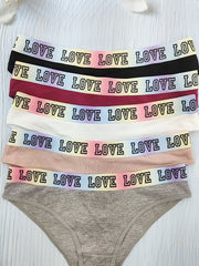 5pcs Letter Print Briefs Comfy & Breathable Intimates Women's Underwear