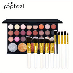 29 Colors Eyeshadow Palette Set Pearly Matte Glitter Finish & 10 Brushes