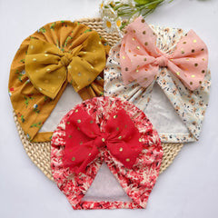 Soft Elastic Baby Print Bow Hat Kids Accessories