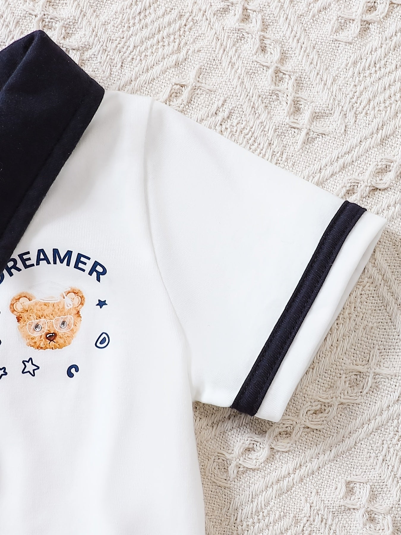 Baby Boys Bear Graphic Polo Neck Bodysuit