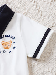Baby Boys Bear Graphic Polo Neck Bodysuit