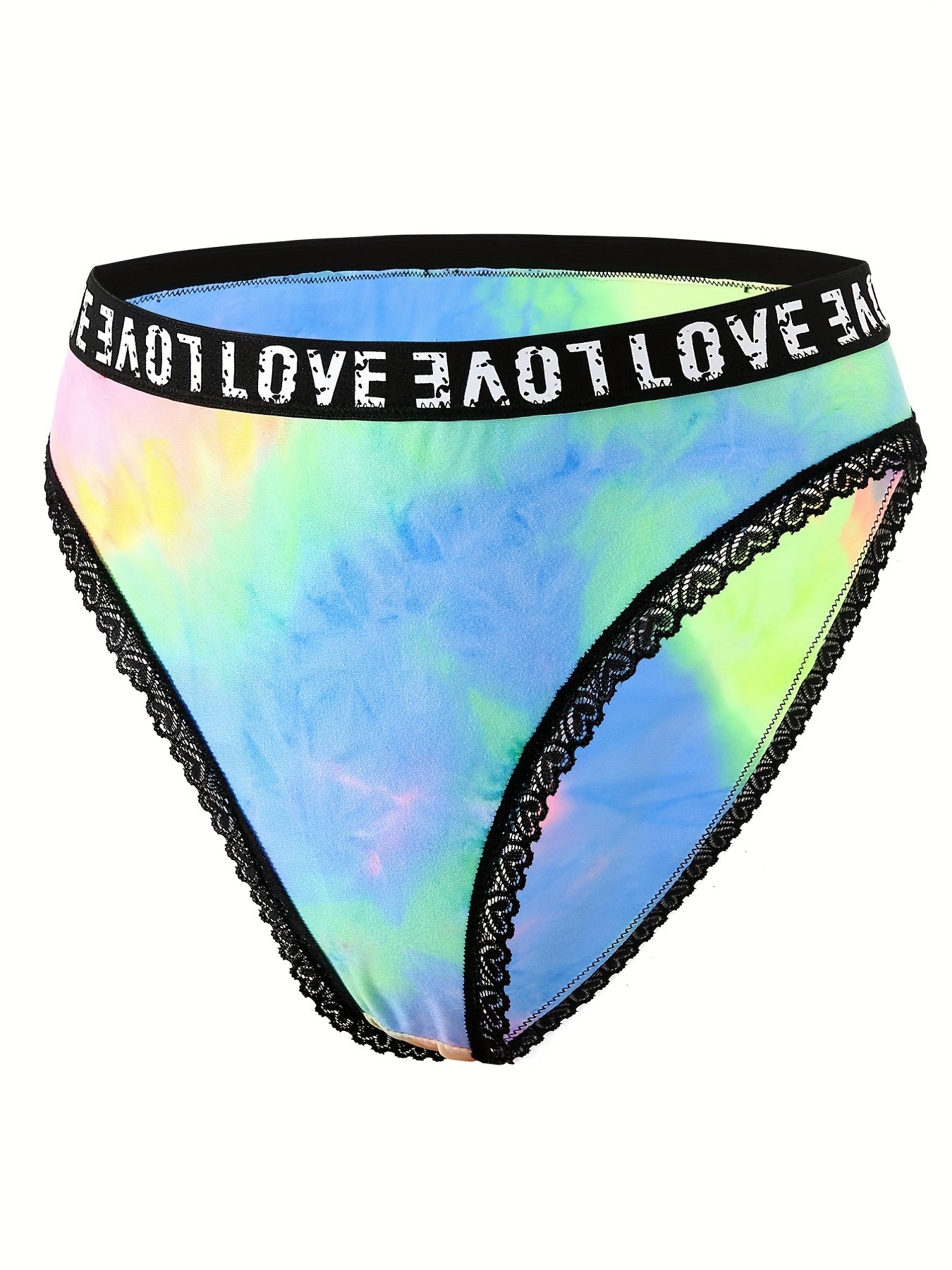 Exotic Bra & Panty Set Tie Dye Lace Trim Lingerie Two Piece Set