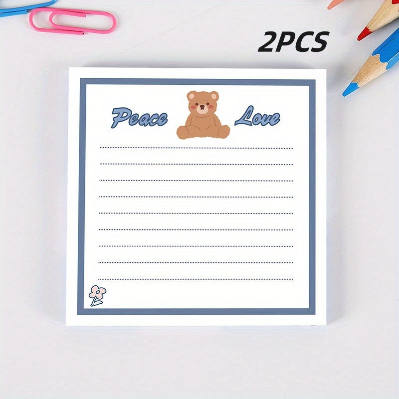 Cartoon Bear Sticky Note Student Stationery 2pcs