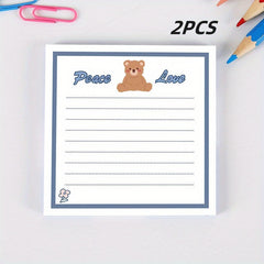 Cartoon Bear Sticky Note Student Stationery 2pcs