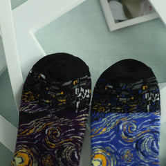 Men's Starry Night Pattern Crew Socks 2 Pairs