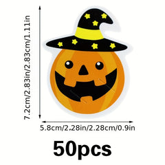 50pcs Halloween Pumpkin Lollipop Decoration Card - Halloween Decor Supplies