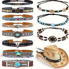 Turquoise Beads Hat Band Cowboy Boho Decor Hatband Western Hat Belts