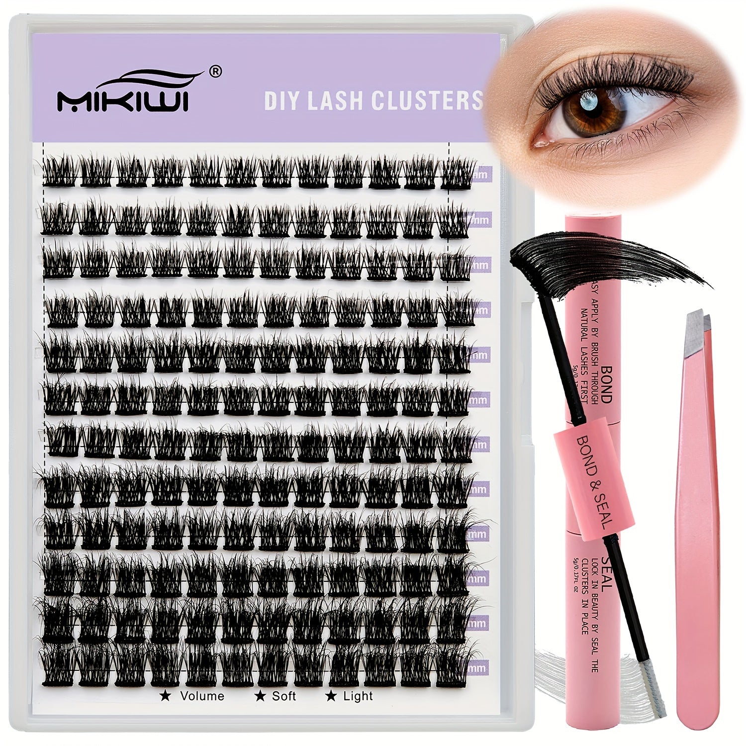144pcs Cluster Lashes Mix 0.07mm D Curl DIY Kit