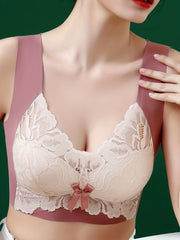 Floral Lace Wireless Bra Comfy & Stretchy Intimates Women's Lingerie
