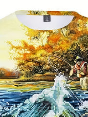 Men's Mosaic Fish Graphic T shirt 3D Print Crew Neck Tee for Summer