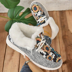 Women's Embroidered Winter Warm Boots Non Slip Outdoor Shoes