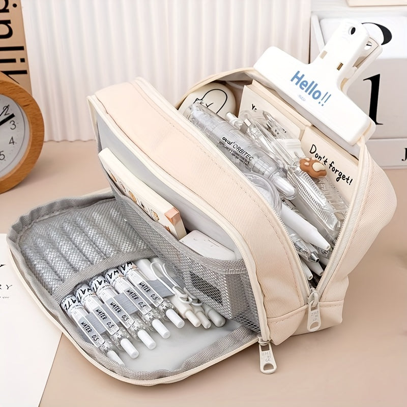 Large Capacity Pencil Bag Soft Cloth Student School Supplies Storage Bag