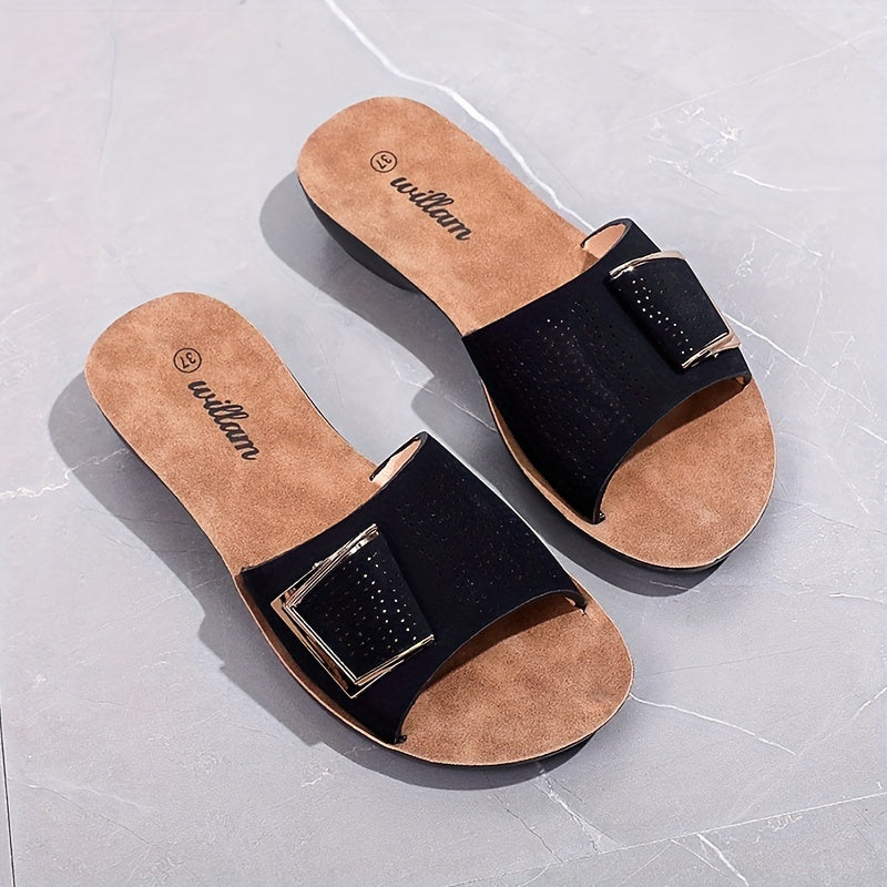 Square Decor Casual Slides Outdoor Slippers Women's Footwear