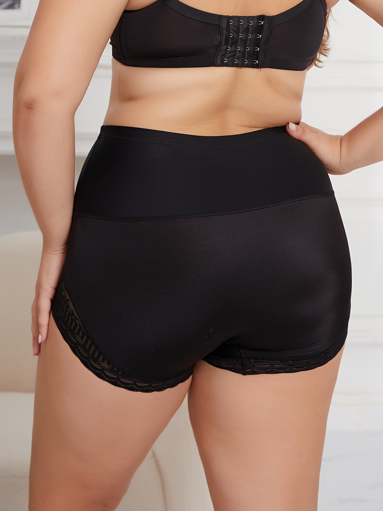 2 Pack Plus Size Lace High Waist Shapewear Panties Set
