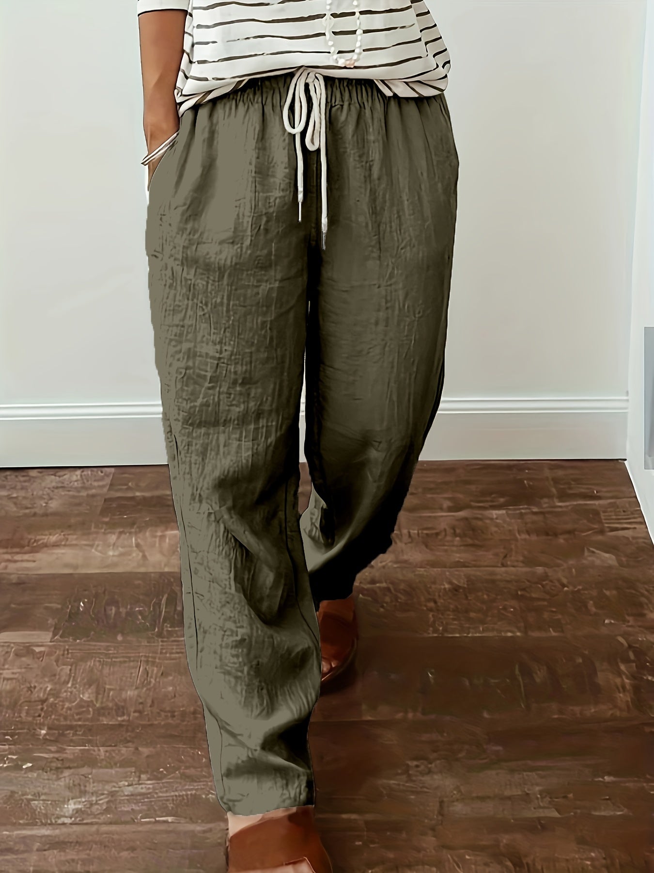 Minimalist Drawstring Wide Leg Pants Women