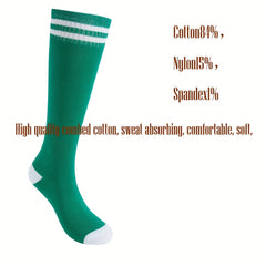 4 Pairs Boys Striped Knee High Socks, Cotton, Breathable, Comfortable