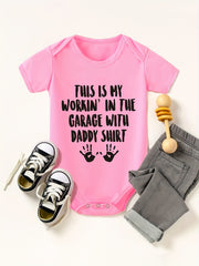 Baby Workin In The Garage With Daddy Short Sleeve Onesie