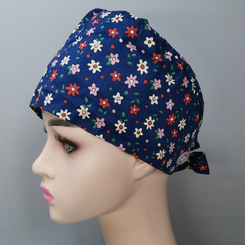 Cartoon Print Cotton Working Cap Adjustable Women Man Unisex Working Hats