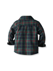 Baby Boys Gentleman Outfit Plaid Shirt & Suspender Pants Set