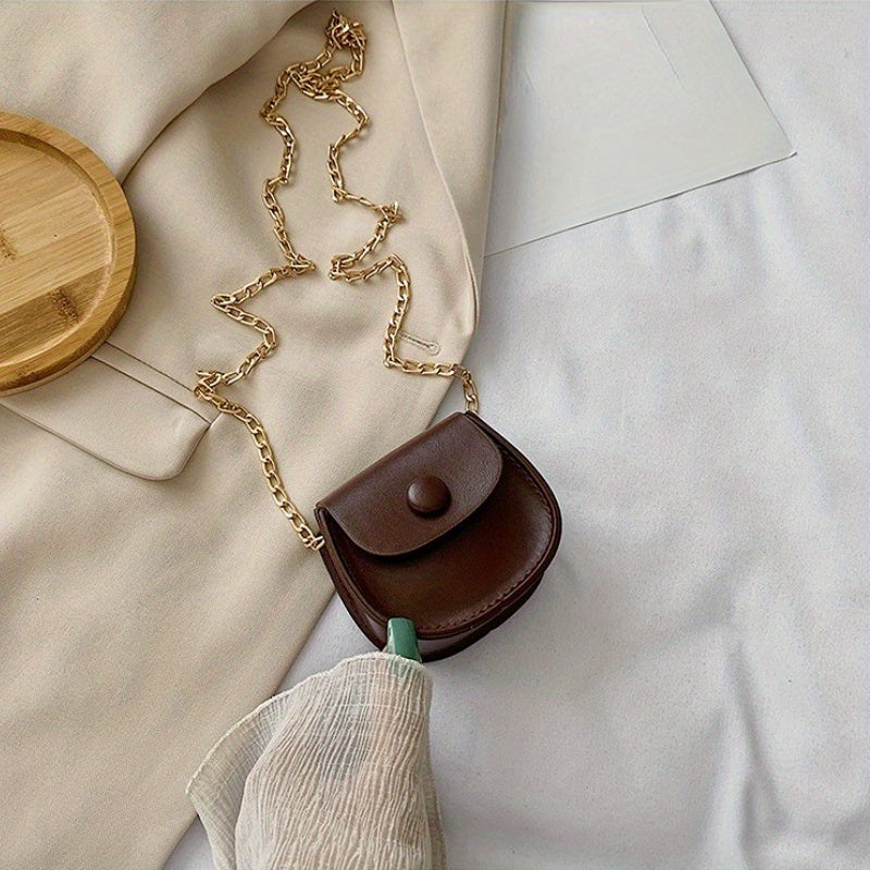 Stylish Mini Flap Chain Saddle Bag for Makeup Lipsticks and Toiletries