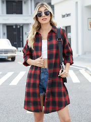 Plaid Print Button Up Long Sleeve Shirt
