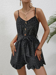 Polka Dot V neck Cami Romper Jumpsuit Backless Sexy Romper
