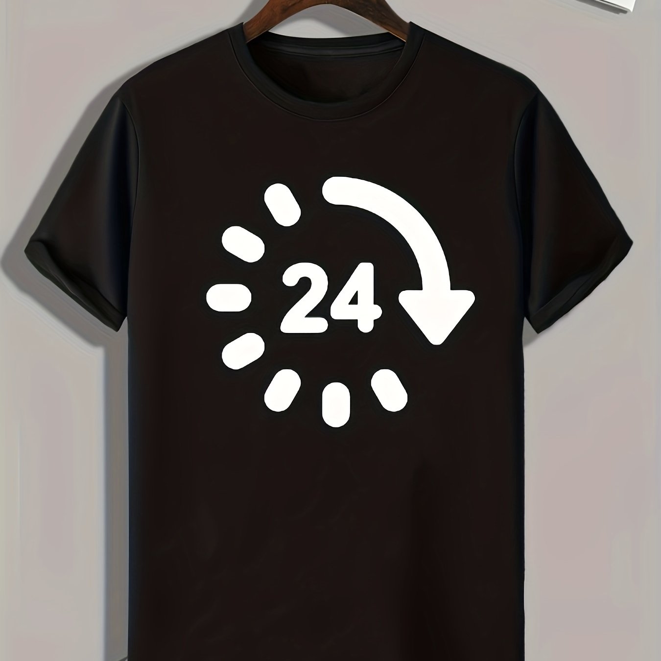 24 Hours Pattern Print Men's Comfy Sports T-shirt