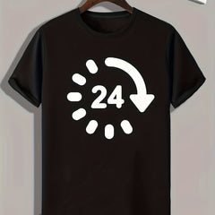 24 Hours Pattern Print Men's Comfy Sports T-shirt