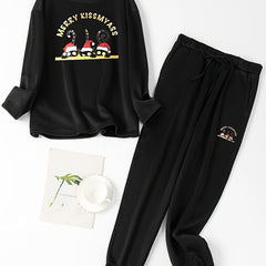 Christmas Loungewear Set Women's Plus Christmas Kitten Print