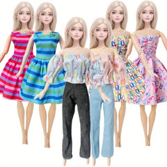 Doll Clothes Set - Party Wear Dress Gown Shirt Pants Outfit
