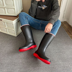 Women's Mid Calf Rain Boots Waterproof Non Slip Solid Slip On Shoes