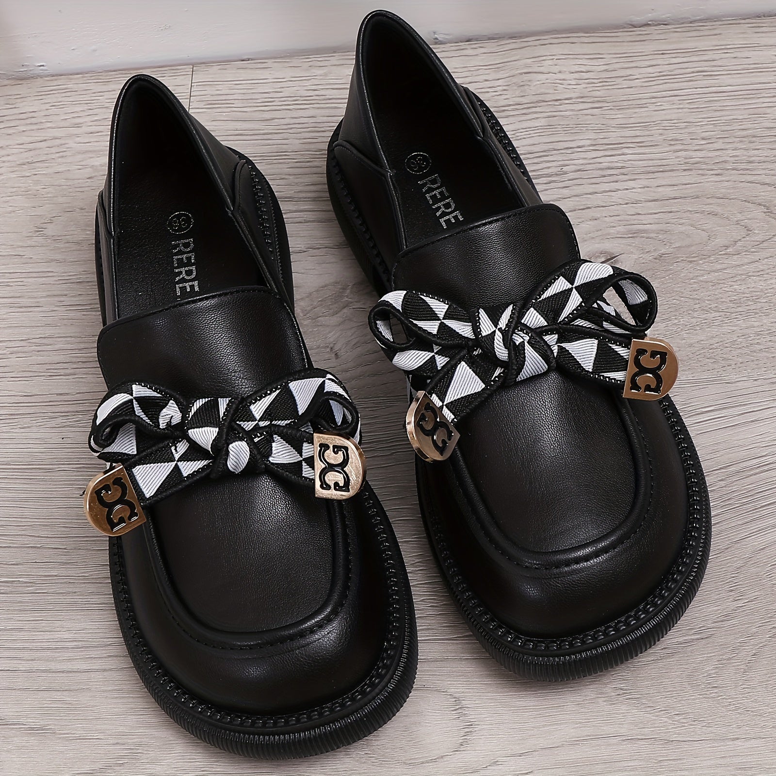 Women's Bowknot Platform Shoes Slip On Loafers British Shoes